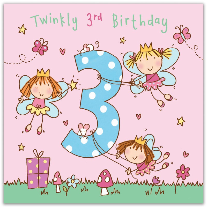 TWIZLER Happy 3rd Birthday Card, Multicolor, 6.1 x 6.1 in - Image 2